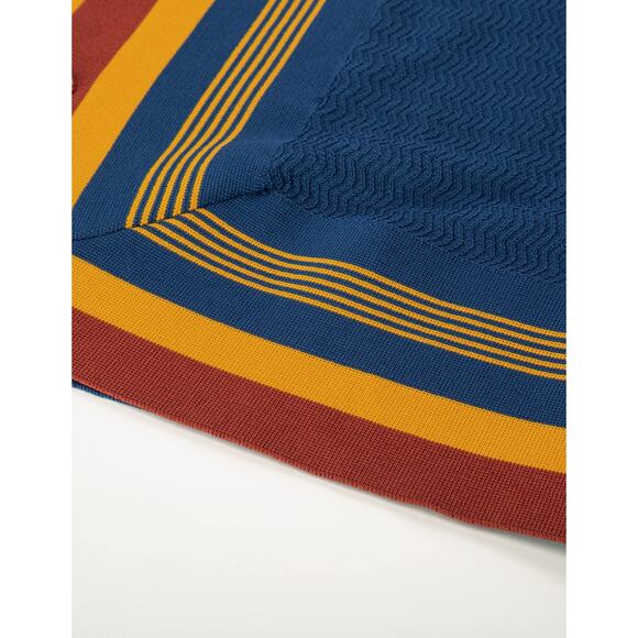 NWT PJ PAUL JONES Men’s 70s Vintage Knit Polo Shirt – Dark Blue, Small - Picture 5 of 6